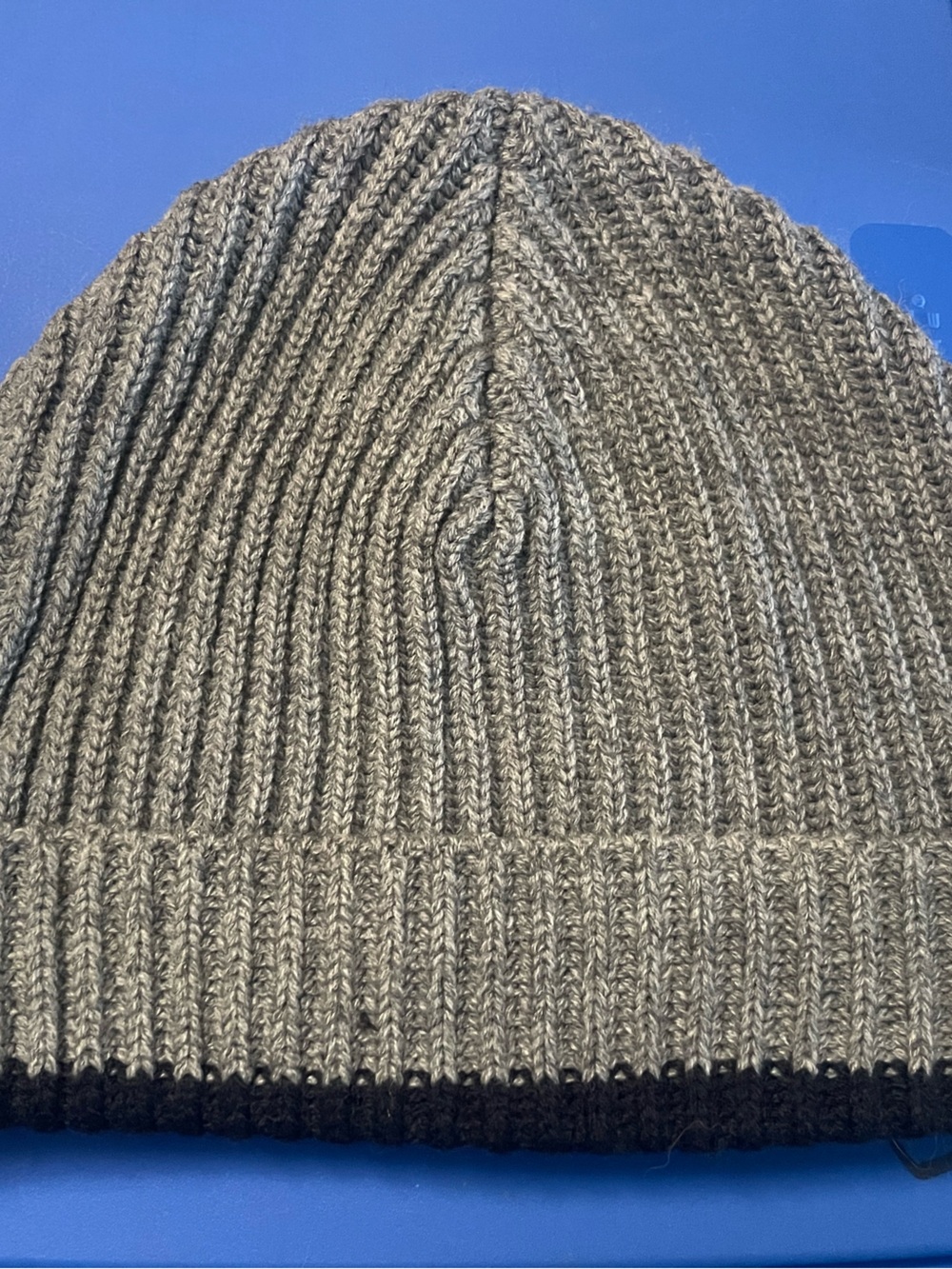 Gray Ribbed Knit Beanie - Men